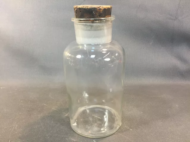 Ancien pot à pharmacie en verre avec bouchon en liège vintage déco salle de bain
