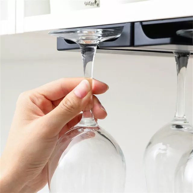 Kitchen Bar Wine Glass Hanger Holder Under Cabinet Shelf Stemware Storage Rack 2