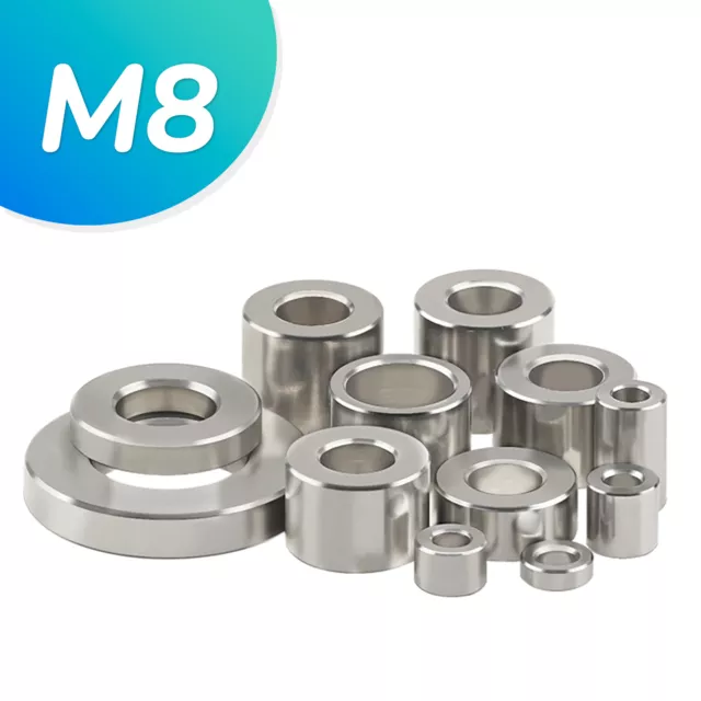 M8 Stainless Steel Spacers Bush Standoffs 12mm - 24mm OD Round Thick Washers
