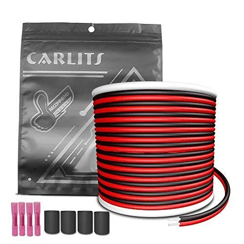 CARLITS 30m 20AWG 2x0.5mm² Rallonge Câble Fil Cordon Cuivre Étamé 20 Gauge 2 Fil
