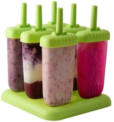 Frmarche Stampo per Gelato Stampi Ghiaccioli Stampi per Gelati Realizzati in Plastica di Alta qualità 6 Stampi Uso Ripetuto per Preparazione di Ghiaccioli Gelati Sorbetti Verde 