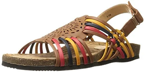 Annie Shoes Women's Sunny Flat, Brown/Multi, 6 M US