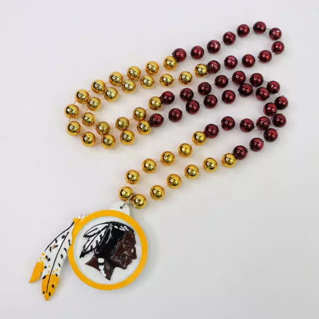 Washington Redskins Mardi Gras Beads Necklace w/ Team Logo - NFL Football