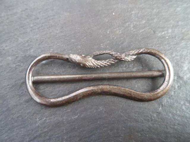 Antique Victorian Solid Silver Snake / Serpent Large Buckle - Belt or Shoe