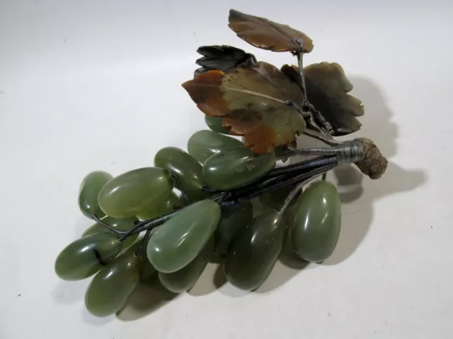 Old Chinese Hard Stone Jade Hand Carved Bunch of Grapes