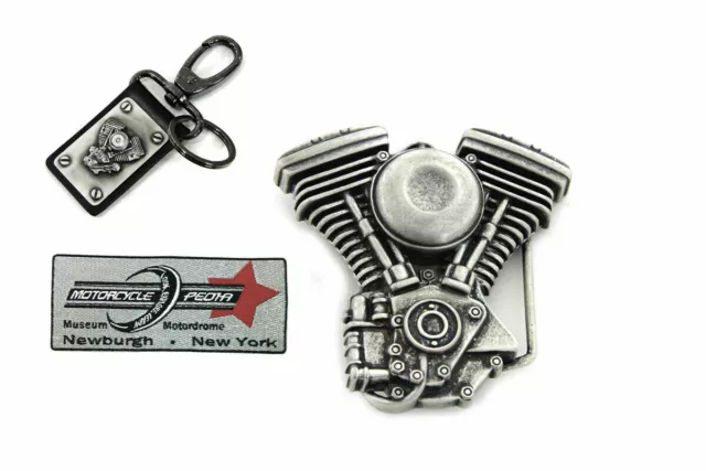 V-Twin Mens Evo Engine Buckle and Fob Set for Harley Davidson by V-Twin