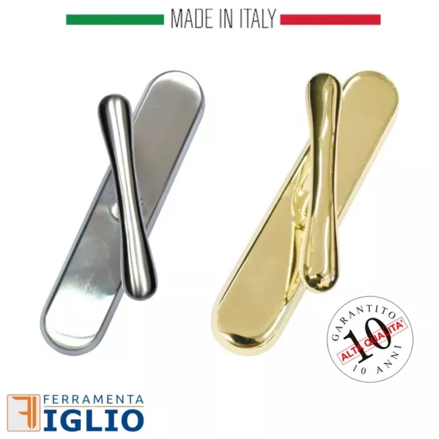 Maniglia Cremonese per Porta Finestra in Metallo Serie Amalfi Cromo Sat. Oro Luc