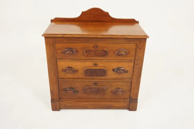 Antique East Lake Solid Walnut 3 Drawer Dresser Night Stand, America 1890, H1186
