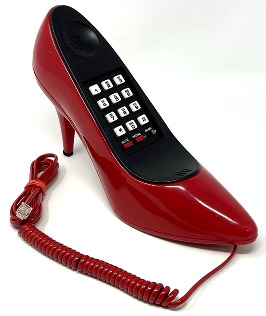 Red Bottern VTG 1987 RED High Heel Shoe Push Button Landline Novelty Telephone ...