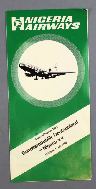 Nigeria Airways Airline Timetable Summer 1983 German Issue Flugplan Dc-10