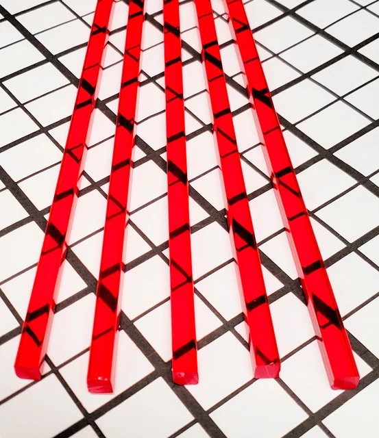 5 PC 1/4” x 1/4" x 24” LONG SQUARE CLEAR RED ACRYLIC TRANSLUCENT PLASTIC ROD .25