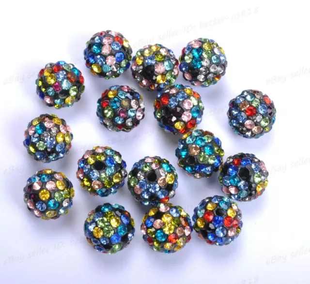 20pcs premium Czech Crystal Rhinestone paving clay Round disco ball spacing bead