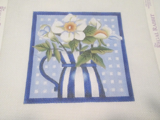 White Roses-Melissa Shirley-Handpainted Needlepoint Canvas