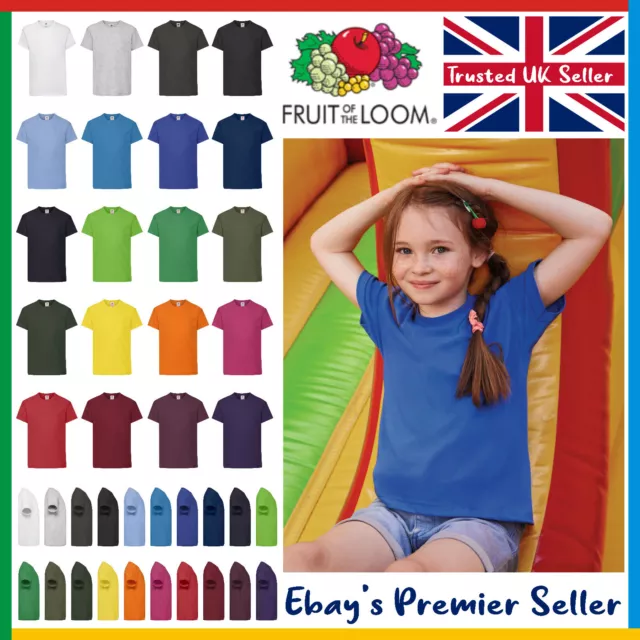 Kids Plain T-Shirt, Fruit of the Loom Original Children's Tee, FREE Delivery