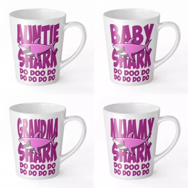 12oz Shark Do Doo Do Funny Novelty Gift Latte Mug - Pink