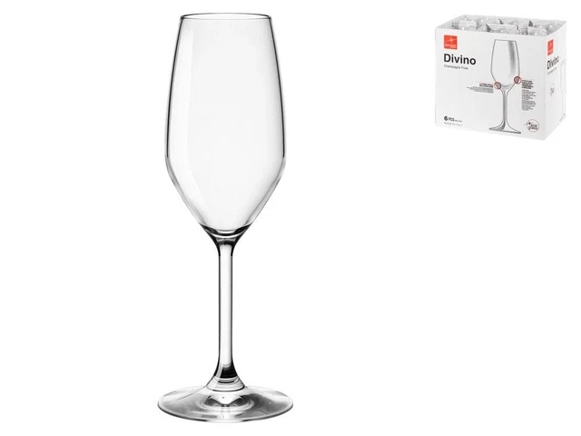 Bormioli Rocco Divino Set 6 Calici In Vetro Flute, cl 24 Trasparente