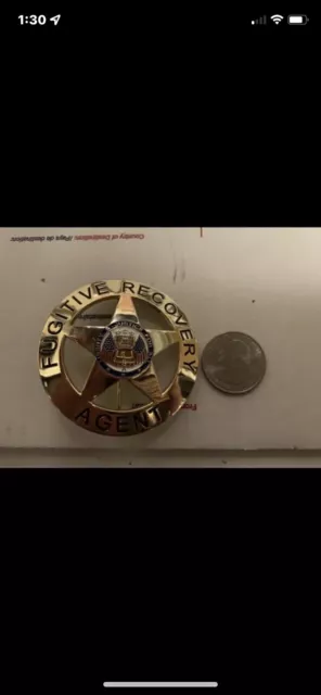 Fugitive Recovery Agent Badge Only. 2.25” Round. Obsolete Collecting Only. 3