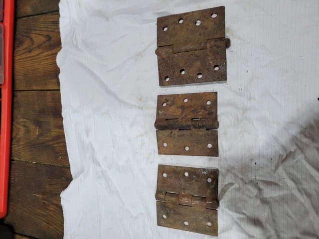 Vintage Authentic Rusty BarnDoor Hinges Salvage 3 Total! 2