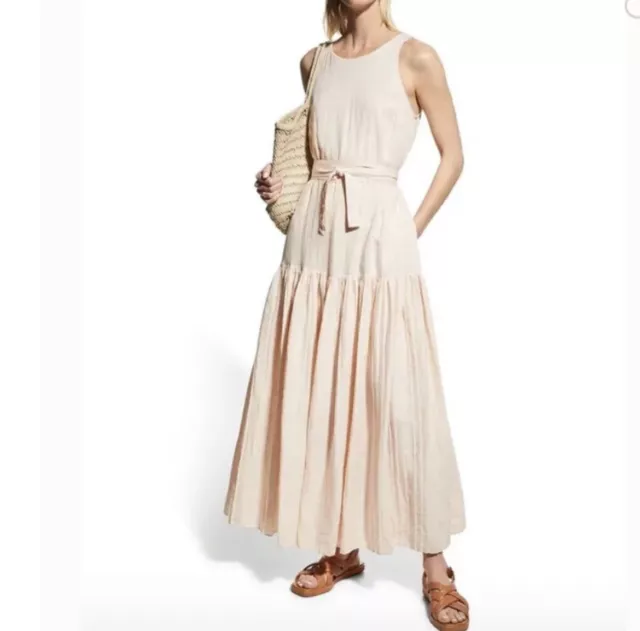 Rebecca Taylor Womens Sunset Pink Sleeveless Linen Drop Waist Maxi Dress large