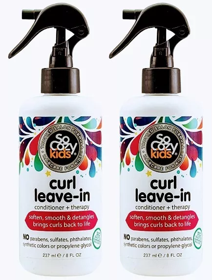 🆕 2-pack SoCozy, Curl Spray LeaveIn Conditioner/Detangler For Kids Hair 8oz