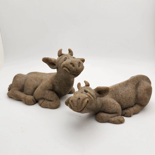 Quarry Critters “Casey & Cory” 2000 Vintage Cows Farm Dairy Brown Ranch