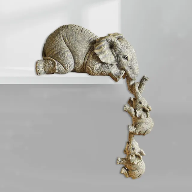 Elephant Figurine Hand Craft Home Office Animal Statue Sculpture Decor Gift