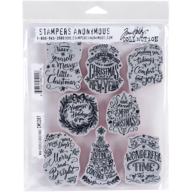 Tim Holtz Stampers Anonymous Christmas DOODLE GREETINGS 1, 2, MINI