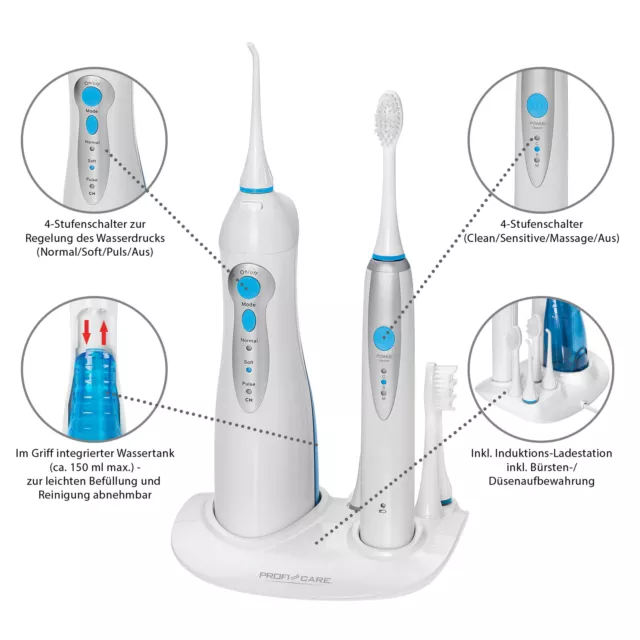 Set limpieza bucal Irrigador dental Inalámbrico Cepillo dientes sónico bateria 2