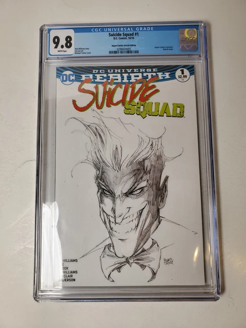 SUICIDE SQUAD 1 CGC graded 9.8 ASPEN MICHAEL TURNER SKETCH B&W VARIANT see pics