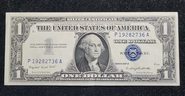 1957-A Silver Certificate Blue Seal $1 Note FR-1620 crisp unc. Our T2765