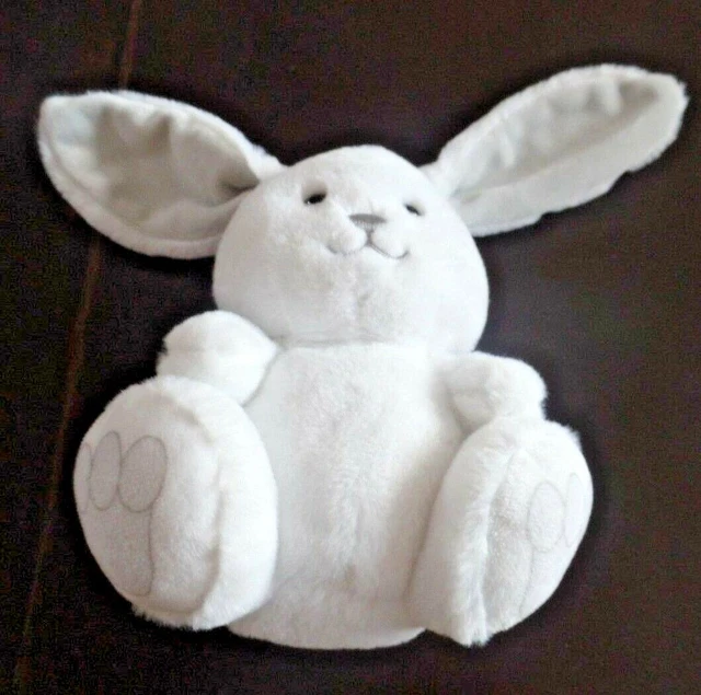 B9G / doudou peluche lapin blanc oreilles grises GIPSY