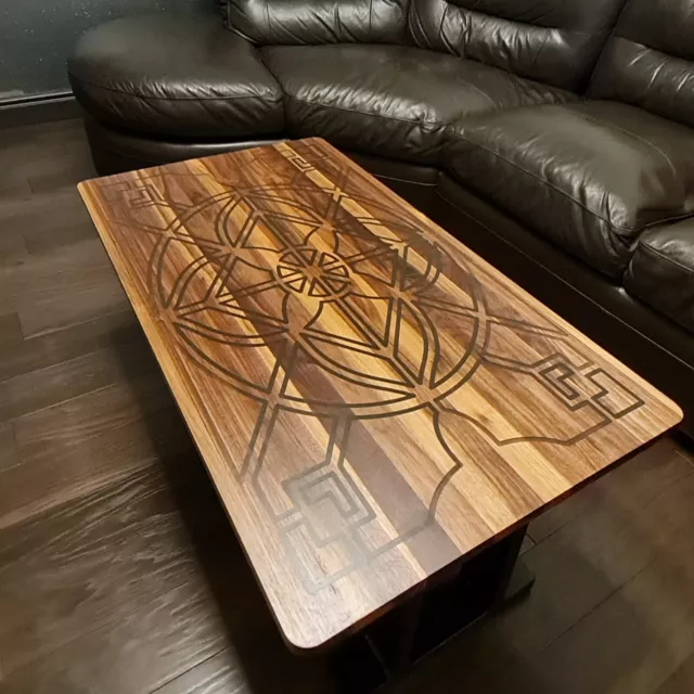 Unique Art Deco Walnut Coffee Table