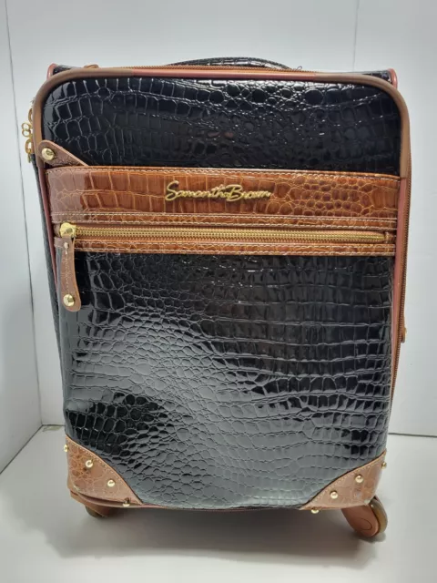 Samantha Brown and Black Faux Croco Embossed 22" Spinner Wheeled Upright Luggage