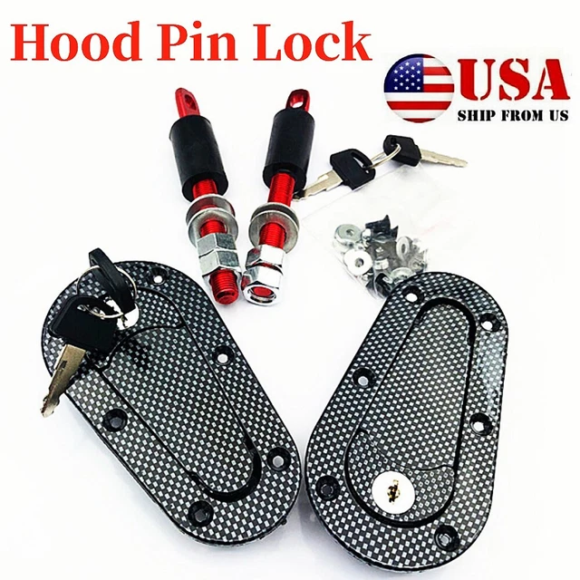 US Carbon Fiber Color Quick Release Hood Pin Lock Latch Engine Bonnet Universal