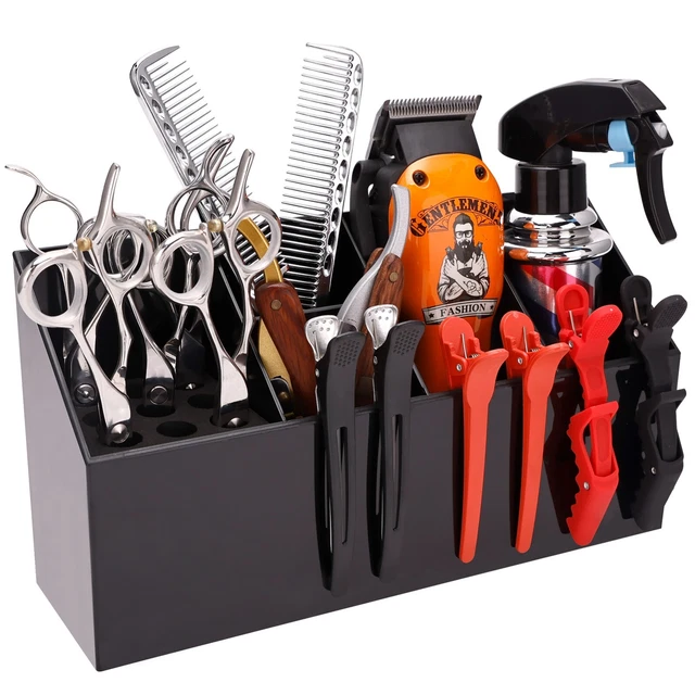 Estante de almacenamiento con soporte de tijeras para barbero