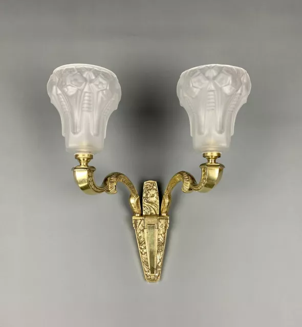 Muller Freres Luneville Art Deco Sconce Wall Lamp Wandlampe Applique Leuchter