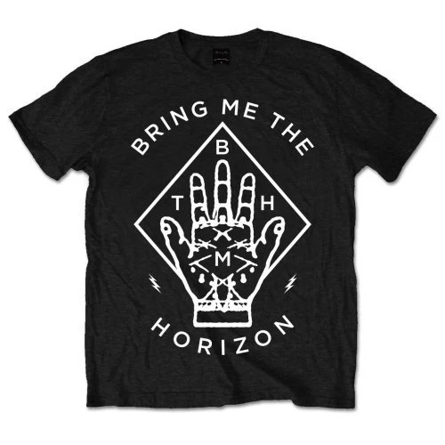 Uomo Bring Me The Horizon Maglietta Diamante Mano Maglietta Nera