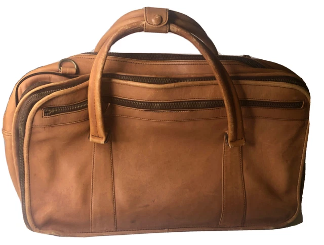 Tumi Leather Travel Expandable Weekender Bag Tan Large Bag