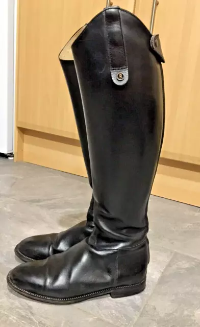 Schöne geradlinige lange schwarze Leder Damen Reitstiefel Gr.UK 6,5 EU 40