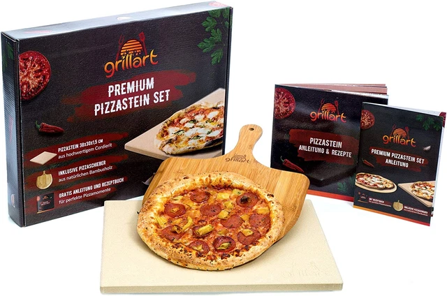 Grillart® Pietra pizza premium per griglia a gas e forno in set - alta qualità -