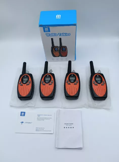 MTM Walkie Talkies - 4 Pack, 22 Channel Two-Way Radios in Orange