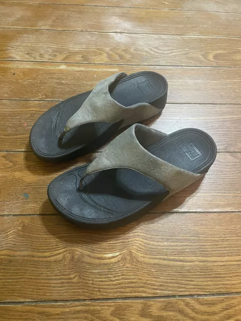 FitFlop  Lulu Shimmer Women's Size 8 US Silver Slip On Thong Sandal