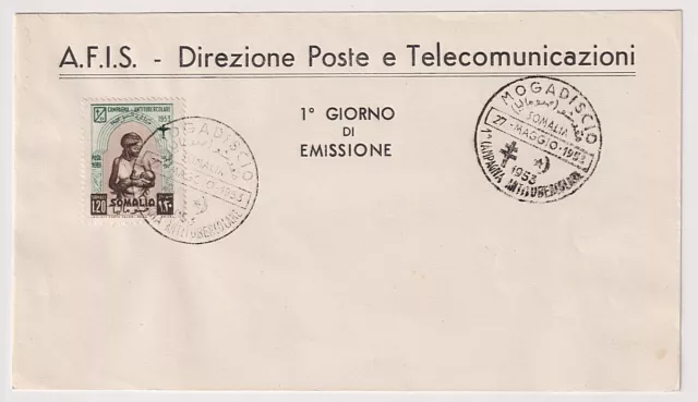 SOMALIA  1953: 1.20 Air Post Anti-TB FDC cancelled Mogadiscio · Fine condition