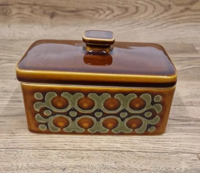 Hornsea Bronte Butter Dish Retro Brown Lidded Rectangular 1970's Vintage CRACKS