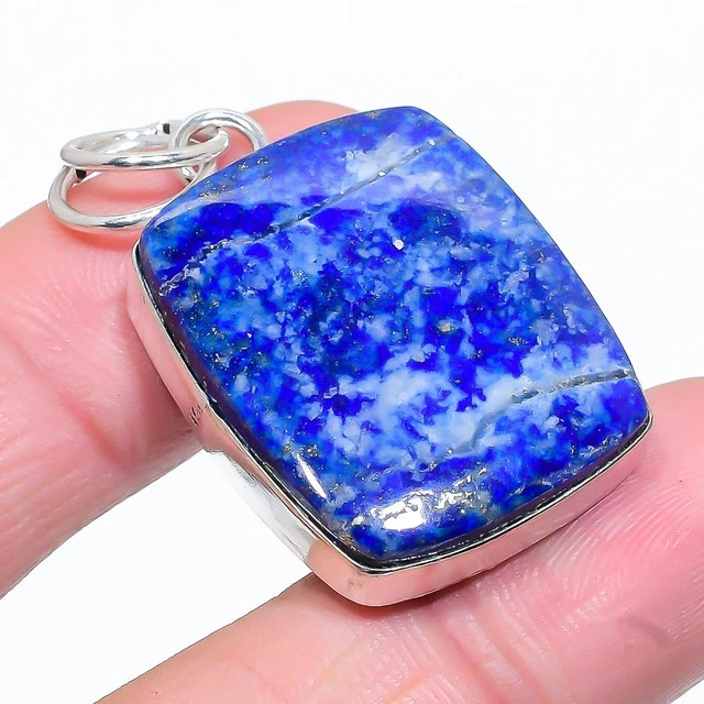 Lapis Lazuli Gemstone Handmade 925 Sterling Silver Jewelry Pendant 1.77" y333