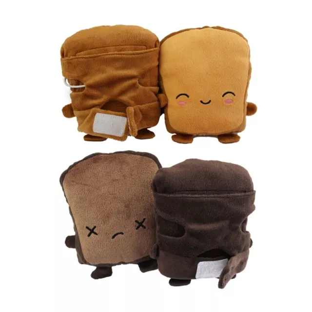 USB Heater Gloves 1Pair Cute Bread Toast Hand Warmers Fingerless Gloves