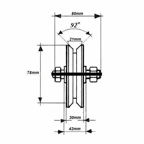 Schiebetor, Radriemenscheibe, Rad 80 mm V-Nut Doppelt gelagertes Stahlrad 250 kg 2