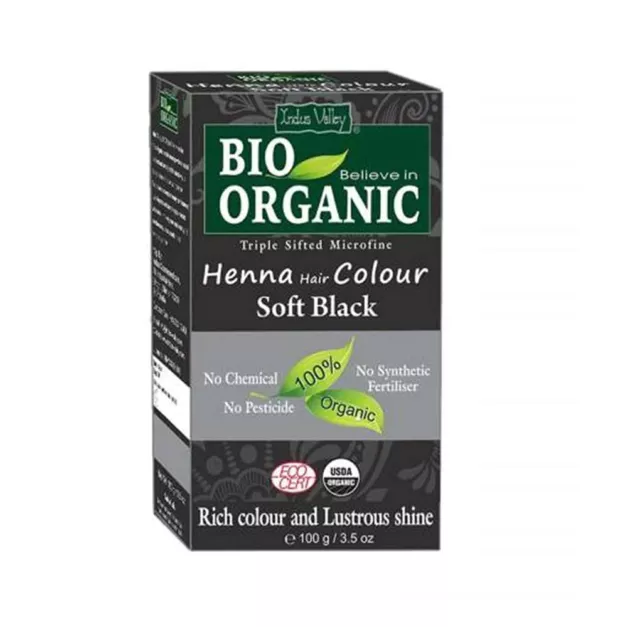 2 x Indus Valley Bio Organic Soft Black Henna Hair Color - 100 gm | free ship