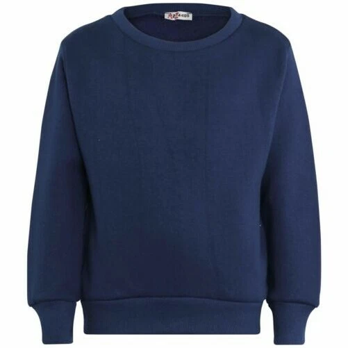 Bambine Bambini Unisex Maglione Tinta Unita Navy Pullover Maniche Lunghe Felpa