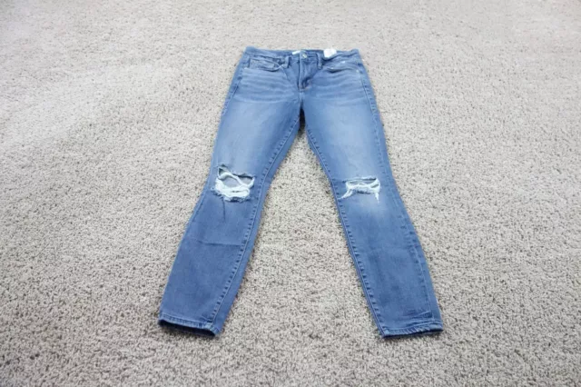 Good American Jeans Womens 6 28 Blue Good Legs Crop Skinny Distressed Denim